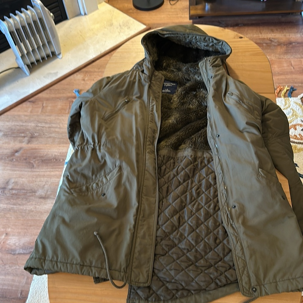 Faux fur military green coat